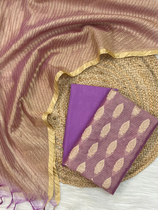 Premium banarasi 3 piece zari tissue kota suit