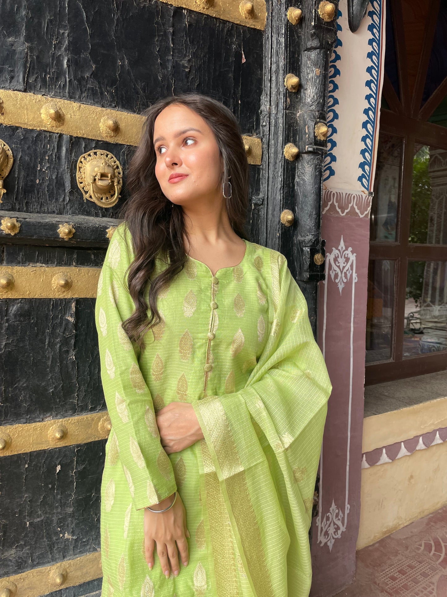 Banarasi kota doria stiched 3 piece suit