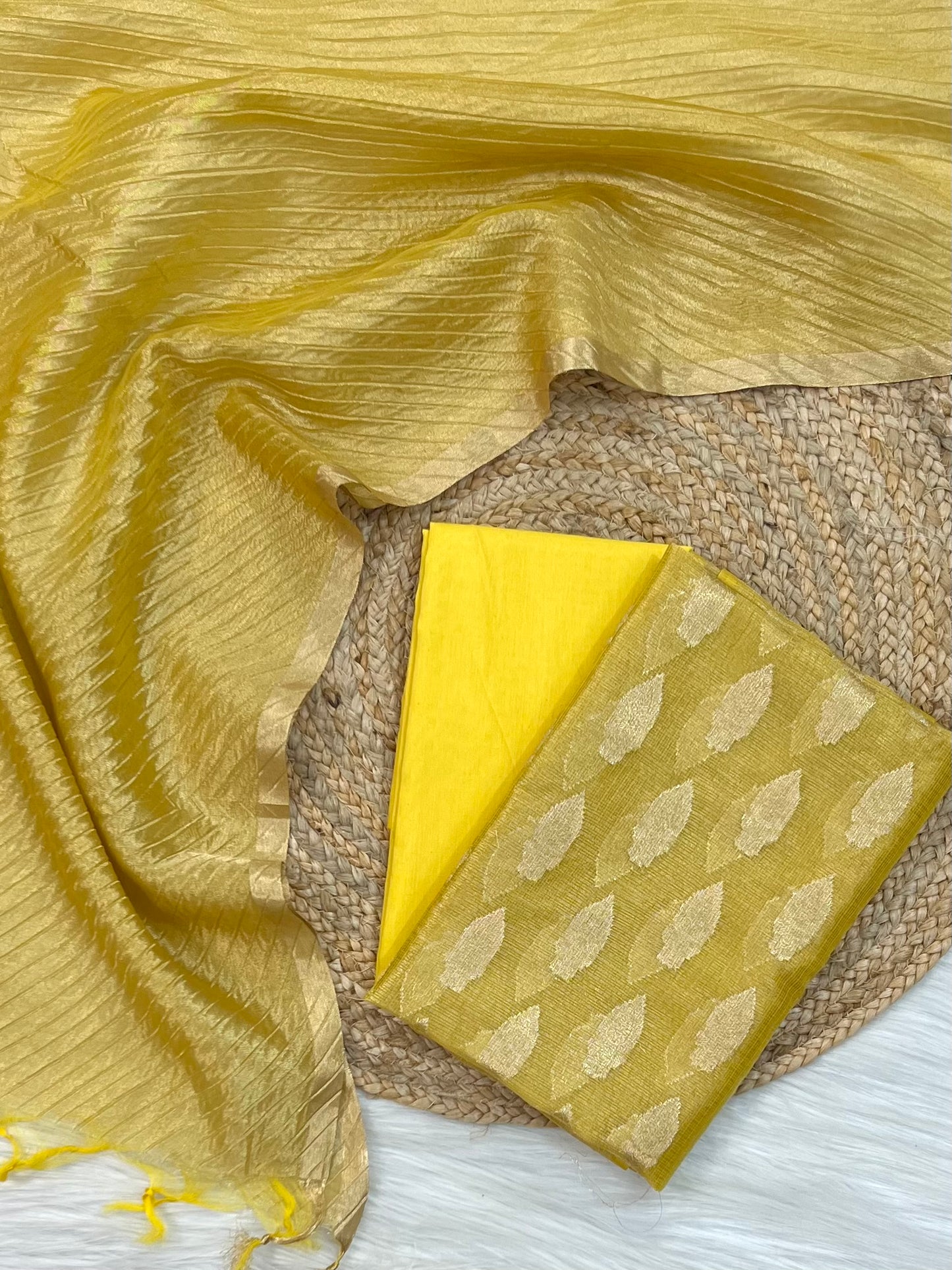 Premium banarasi 3 piece zari tissue kota suit